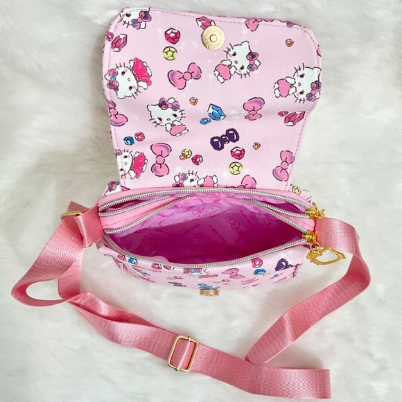Super Cute Hello Kitty with Bows and Jewels Hand/Shoulder/Body Bag with Double Z - Picture 4 of 6